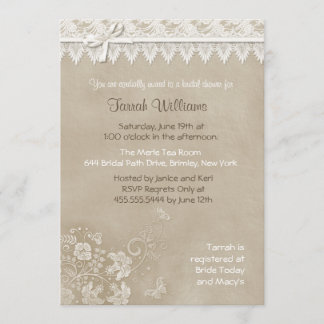 Invitación Boda de mariposa de encaje floral