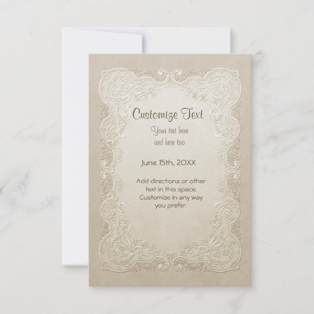 Invitación Boda de mariposa de encaje floral (Anverso)