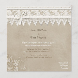 Invitación Boda de mariposa de encaje floral