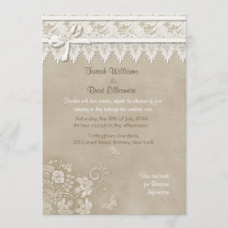 Invitación Boda de mariposa de encaje floral