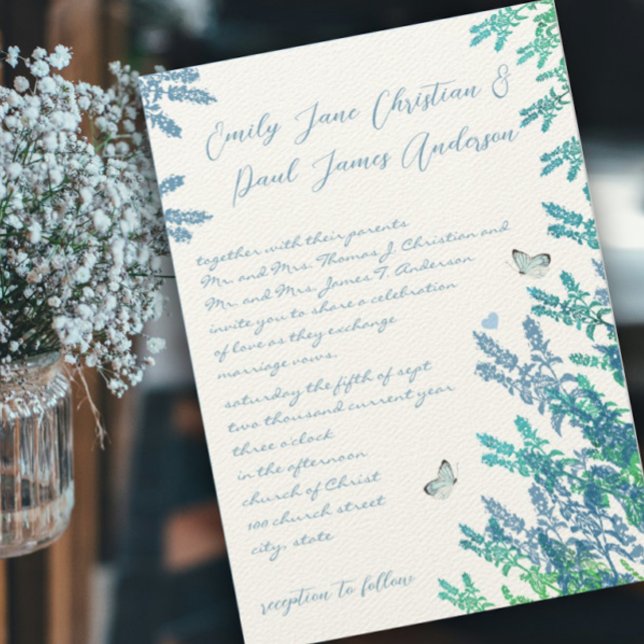 Invitación Boda de mariposa de flor silvestre ruánica (Subido por el creador)