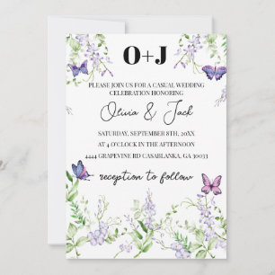 Invitación Boda de mariposa de flores de glicemia monograma