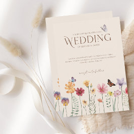 Invitación Boda de mariposa de flores silvestres coloridas