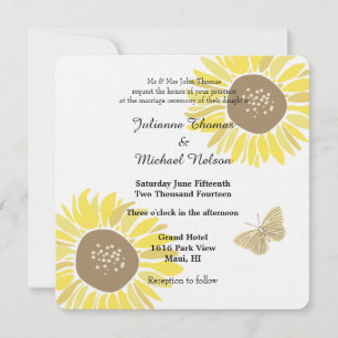 Invitación Boda de mariposa de girasoles