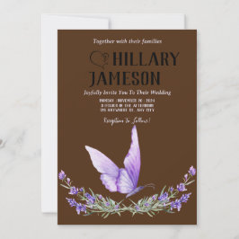Invitación Boda de mariposa de lavanda acuarela