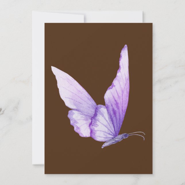 Invitación Boda de mariposa de lavanda acuarela (Reverso)