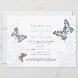 Invitación Boda de mariposa de tinta azul claro