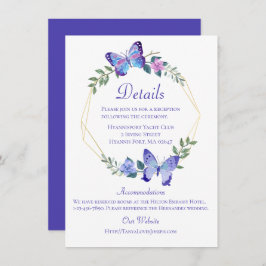 Invitación Boda de mariposa detalles mariposas Floral azul