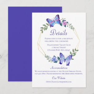 Invitación Boda de mariposa detalles mariposas Floral azul