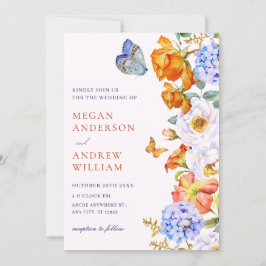 Invitación Boda de mariposa en el jardín de primavera de flor