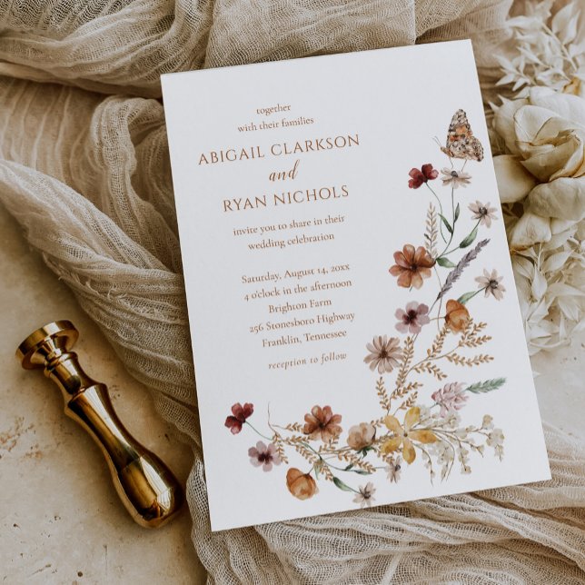 Invitación Boda de mariposa floral floral de Boho de presupue (Subido por el creador)