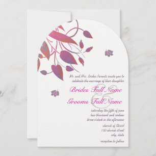 Invitación Boda de mariposa gris de color rosa púrpura
