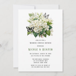 Invitación Boda de mariposa Hidrangea Blanca Ducha de Parejas
