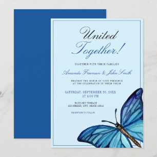 Invitación Boda de mariposa mínima azul acuarela