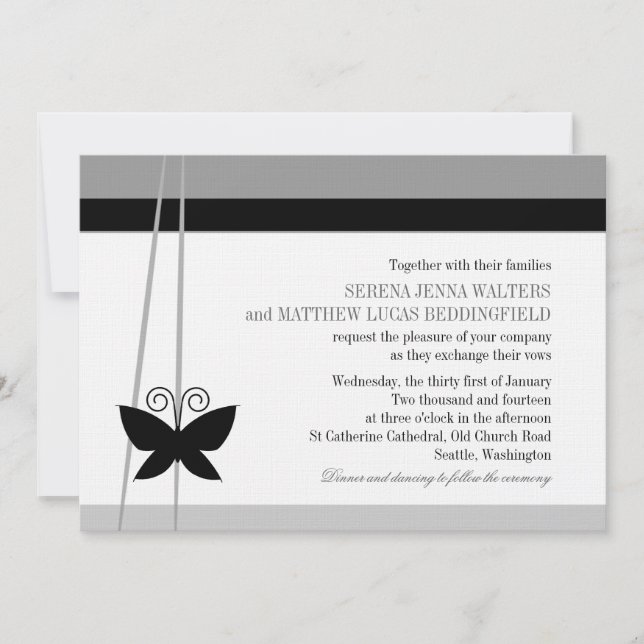 Invitación Boda de mariposa negra (Anverso)