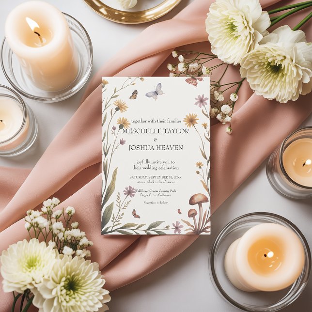 Invitación Boda de mariposa y hongos rústicos (Subido por el creador)
