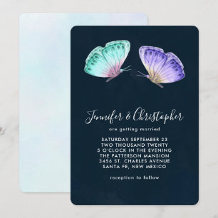 Invitación Boda de mariposas acuarela coloridas lindas