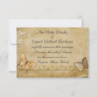 Invitación Boda de mariposas antiguas