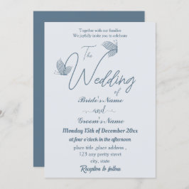 Invitación Boda de mariposas azules polvorientas