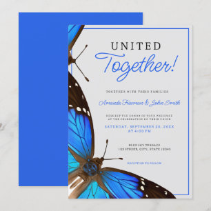 Invitación Boda de mariposas azules realistas