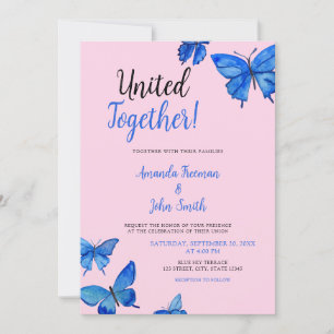 Invitación Boda de mariposas color azul vibrante