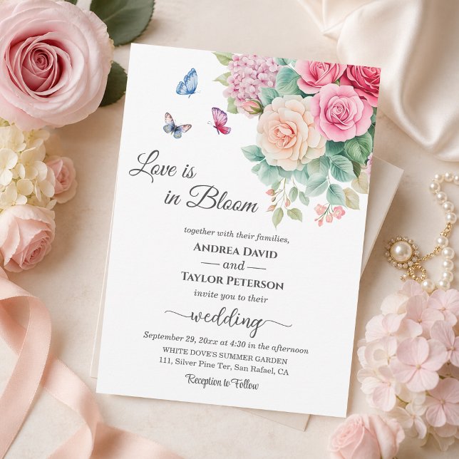 Invitación Boda de mariposas con amor en flor (Subido por el creador)