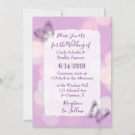 Invitación Boda de mariposas de bonito Lavender