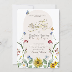 Invitación Boda de mariposas de girasol silvestre