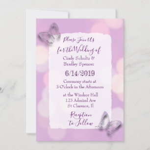 Invitación Boda de mariposas de lavanda Bonito