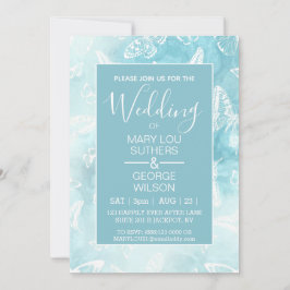 Invitación Boda de mariposas de mármol azul
