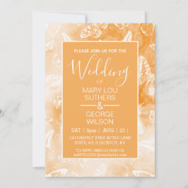 Invitación Boda de mariposas de mármol de naranja