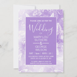 Invitación Boda de mariposas de mármol morado