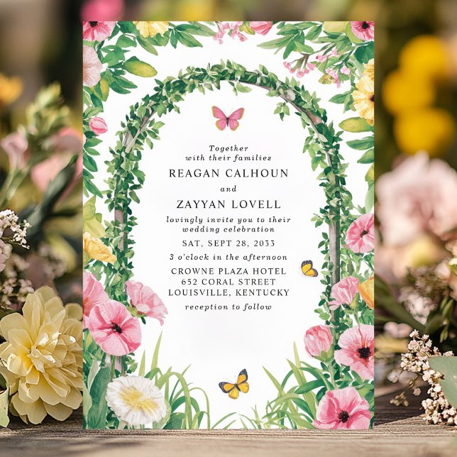 Invitación Boda de mariposas Floral Garden Fiesta Archway (Subido por el creador)