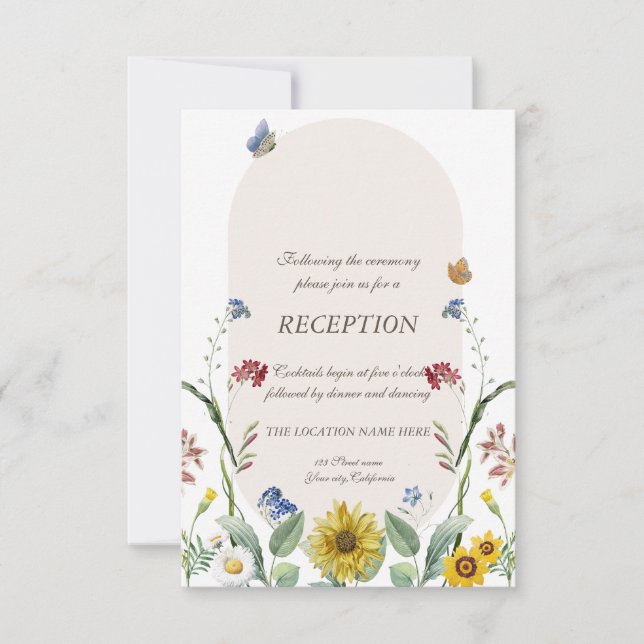 Invitación boda de mariposas girasol (Anverso)