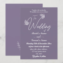 Invitación Boda de mariposas malvas románticas y elegantes