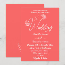 Invitación Boda de mariposas rosadas de coral elegante y romá