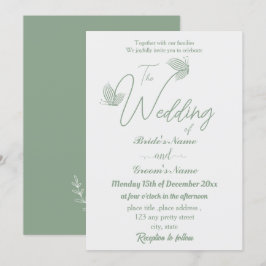 Invitación Boda de mariposas verdes románticas y elegantes