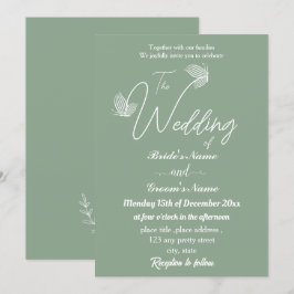 Invitación Boda de mariposas verdes románticas y elegantes