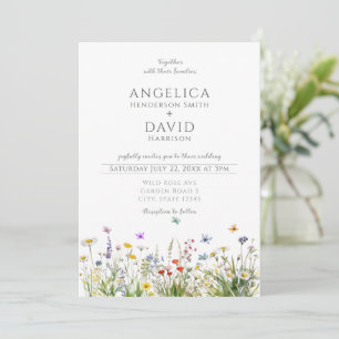 Invitación Boda de mariposas Whimsical Wildflowers