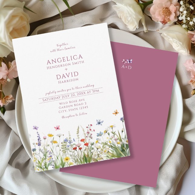 Invitación Boda de mariposas Whimsical Wildflowers (Subido por el creador)