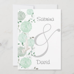 Invitación Boda de mariposas y crisantemas verdes