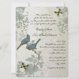 Invitación Boda de mariposas y pájaros amarillos amarillos pl