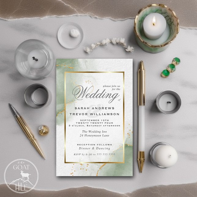 Invitación Boda de mármol abstracto de salvia silenciada  (Subido por el creador)