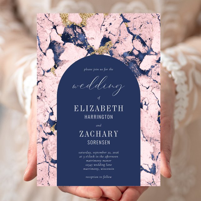 Invitación Boda de mármol azul de la Marina Rosa de Arco Mode (Subido por el creador)