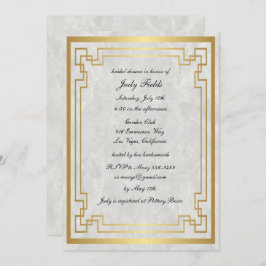 Invitación Boda de mármol blanco geométrico de oro ducha de n