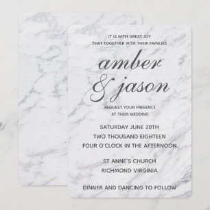 Invitación Boda de mármol blanco y negro