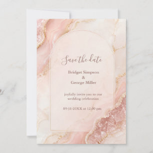 Invitación Boda de mármol de ágata de cuarzo rosa romántico