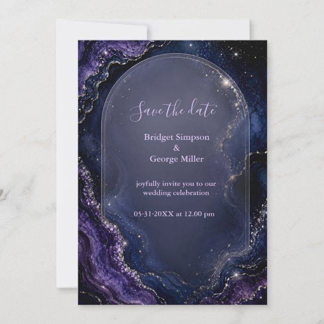 Invitación Boda de mármol de Ágata Galaxia Celestial (Anverso)