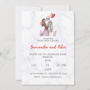Invitación Boda de mármol de amantes de esqueletos