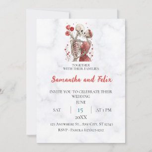 Invitación Boda de mármol de amantes de rosa esqueleto
